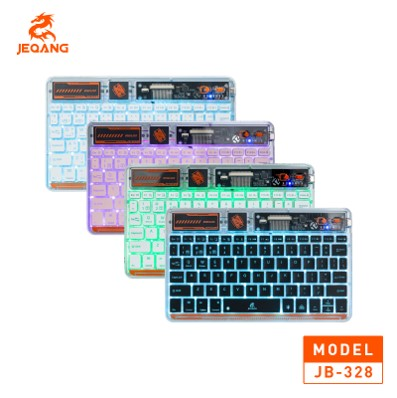 Clavier Bluetooth JB-328 Crystal Design – Châssis Transparent & Rétroéclairé – Rechargeable – Style Futuriste pour Setup Moderne