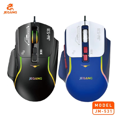 Souris Gaming Filaire JM-531 – Design 7D Haute Performance – Éclairage LED "Breathing" – 4 Niveaux de DPI – Câble Renforcé 1,5m