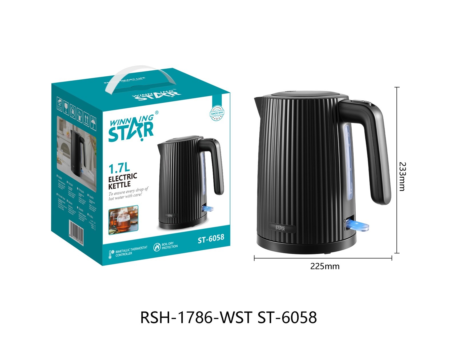Bouilloire électrique ST-6058 WINNINGSTAR 1,7 L, 2000 W