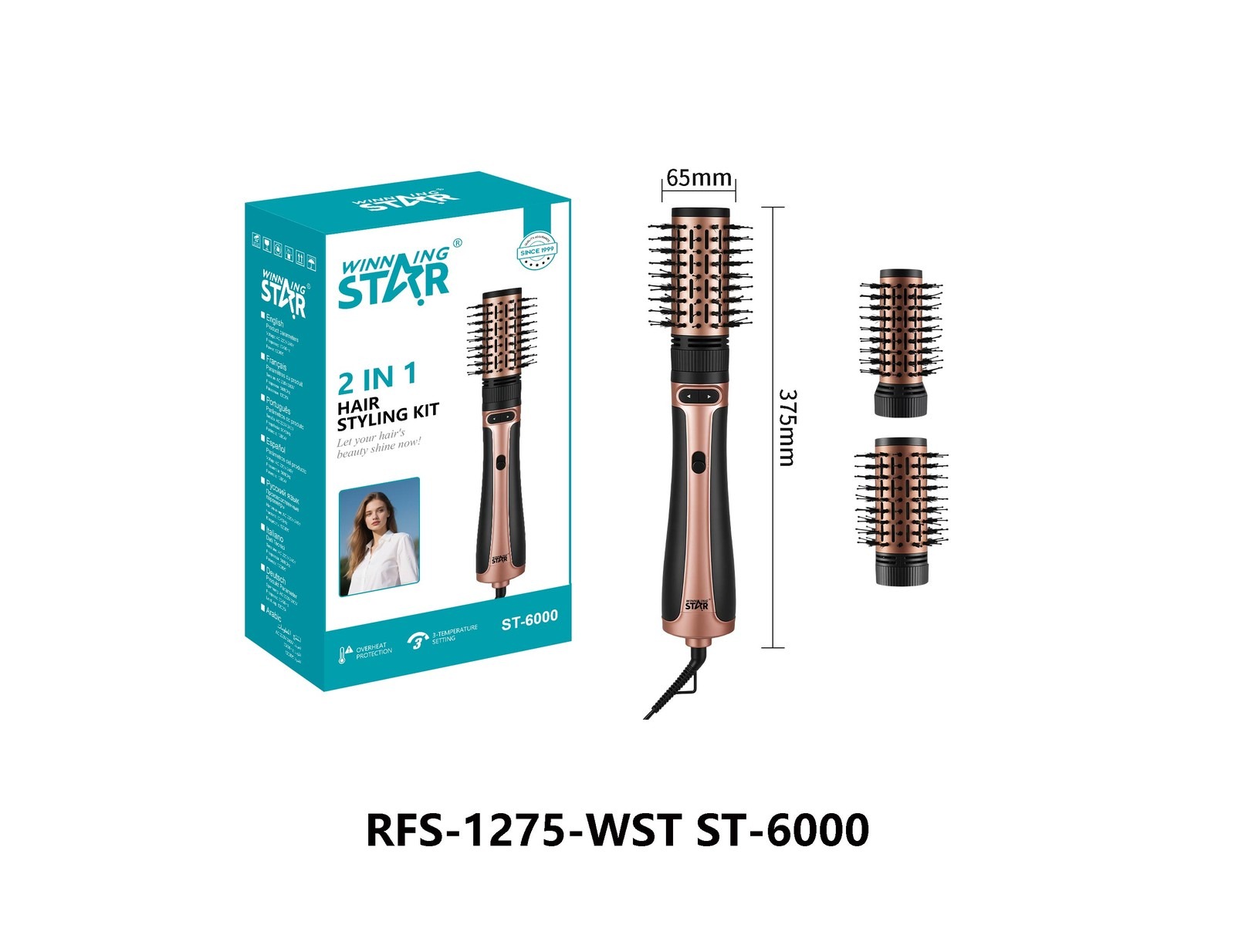 Peigne à air chaud ST-6000 WINNINGSTAR 2 en 1