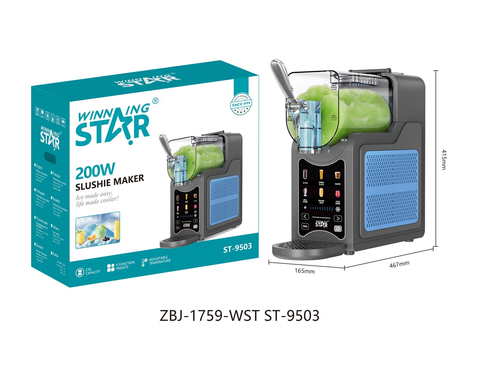 Machine  à glaçons ST-9503 WINNINGSTAR 2,6 L