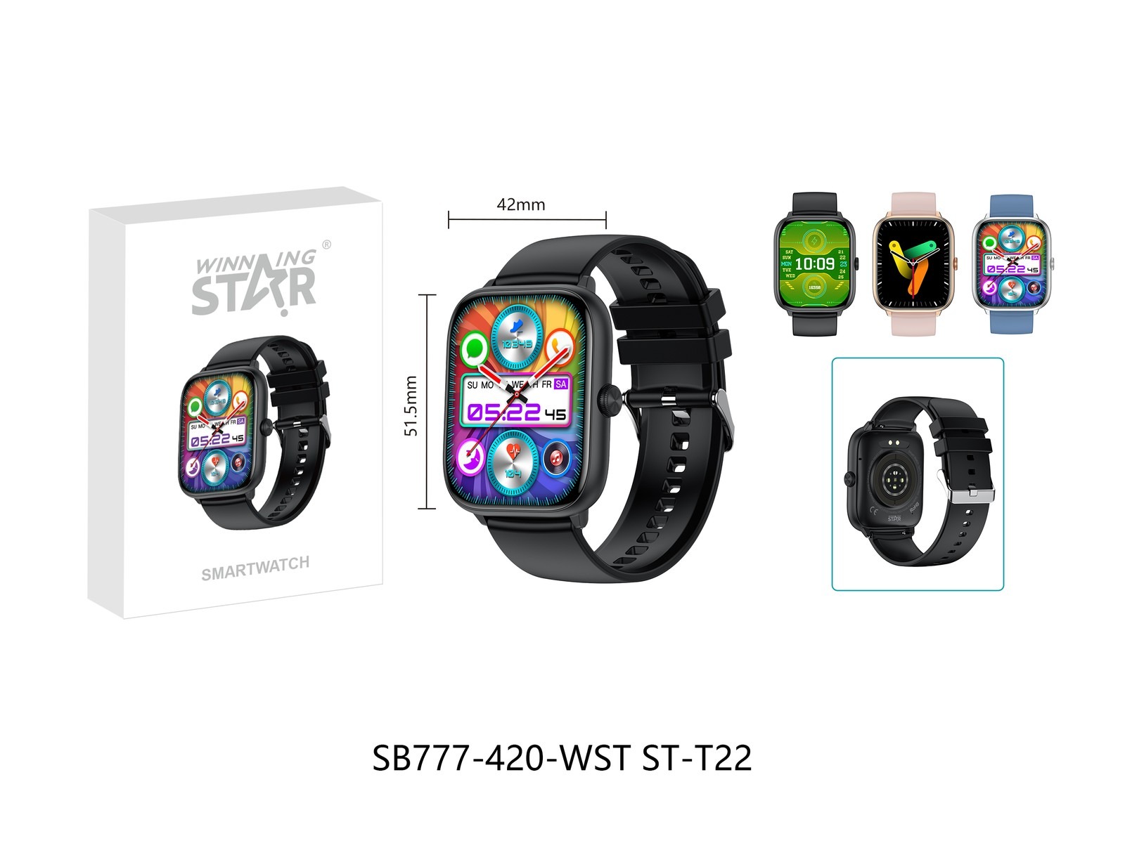 Montre connectée ST-T22 WINNINGSTAR 06 pouces, tactile
