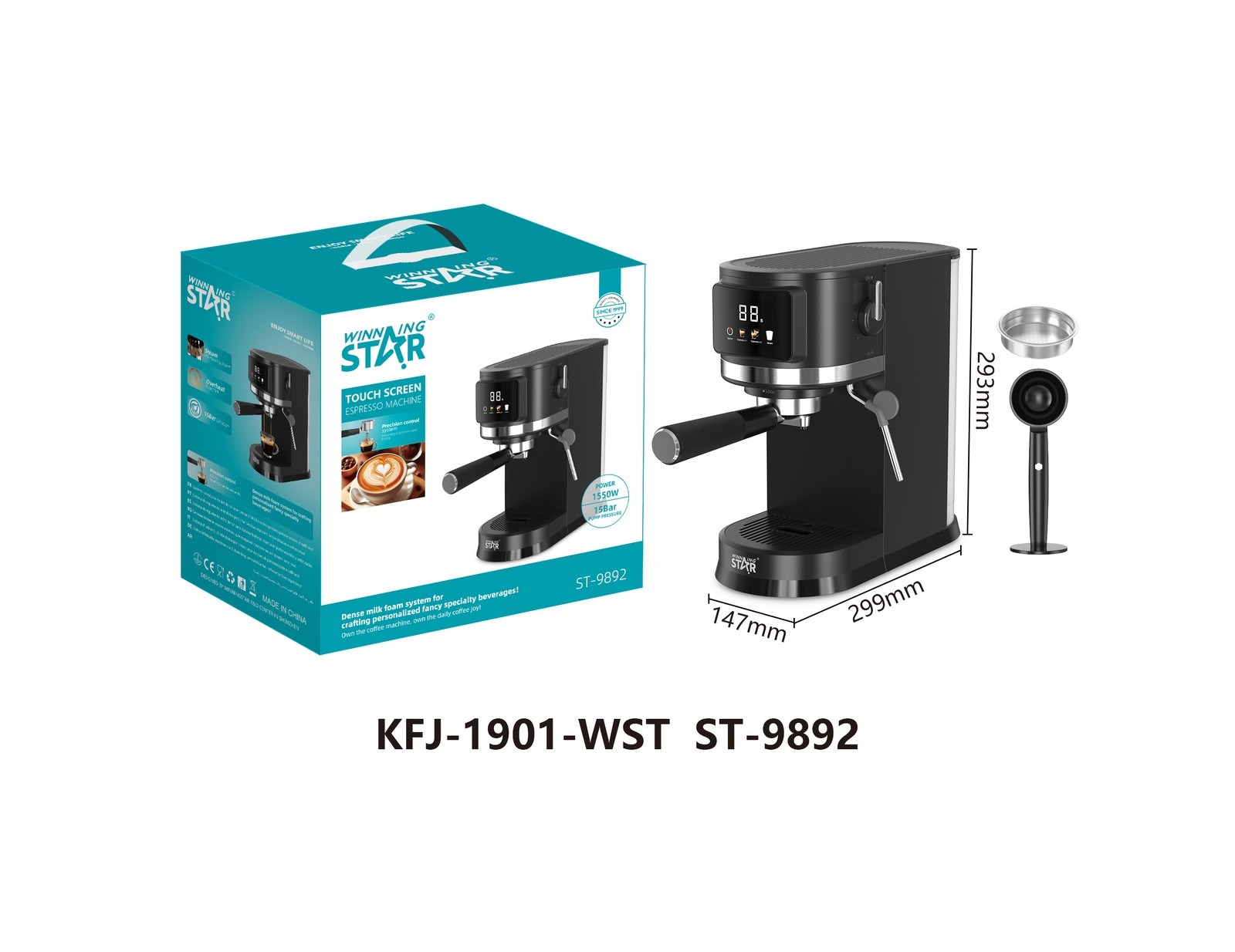 Machine à café ST-9892 WINNINGSTAR à vapeur, 1,2 L