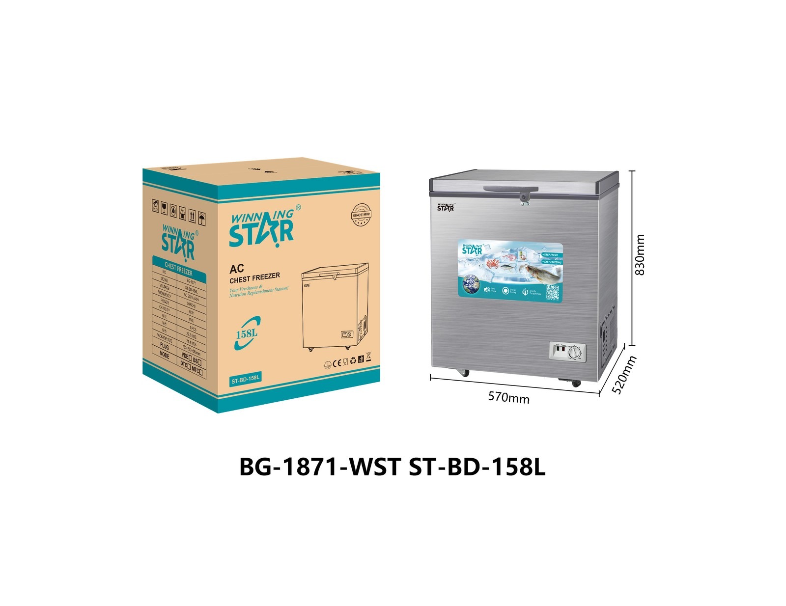 Congélateur ST-BD-158L WINNINGSTAR 158 L - Gris