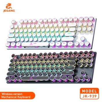 Clavier Mécanique JK-939 Pro – Mode Triple (BT + 2.4G + USB) – Style Punk Vintage 87 Touches – Switchs Verts – Rechargeable Type-C – Rétroéclairage 7 Couleurs