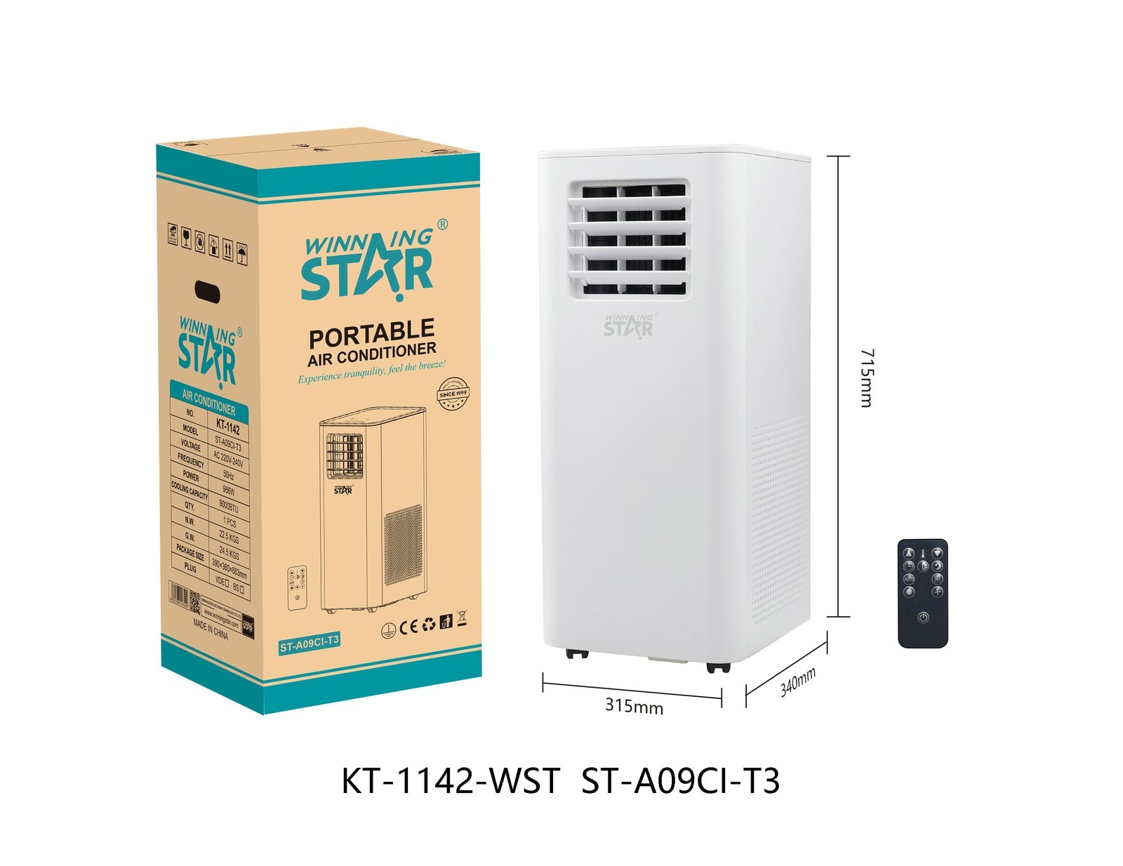 climatiseur ST-A12CS-T3 WINNINGSTAR portable, tactile