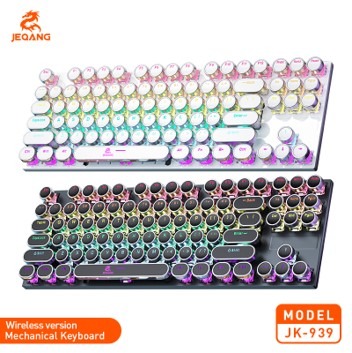 Clavier Mécanique JK-939 Triple Mode – Design Punk 87 Touches – Switchs Verts (Clicky) – Connexion Bluetooth/2.4G/Filaire – Rétroéclairage 7 Couleurs