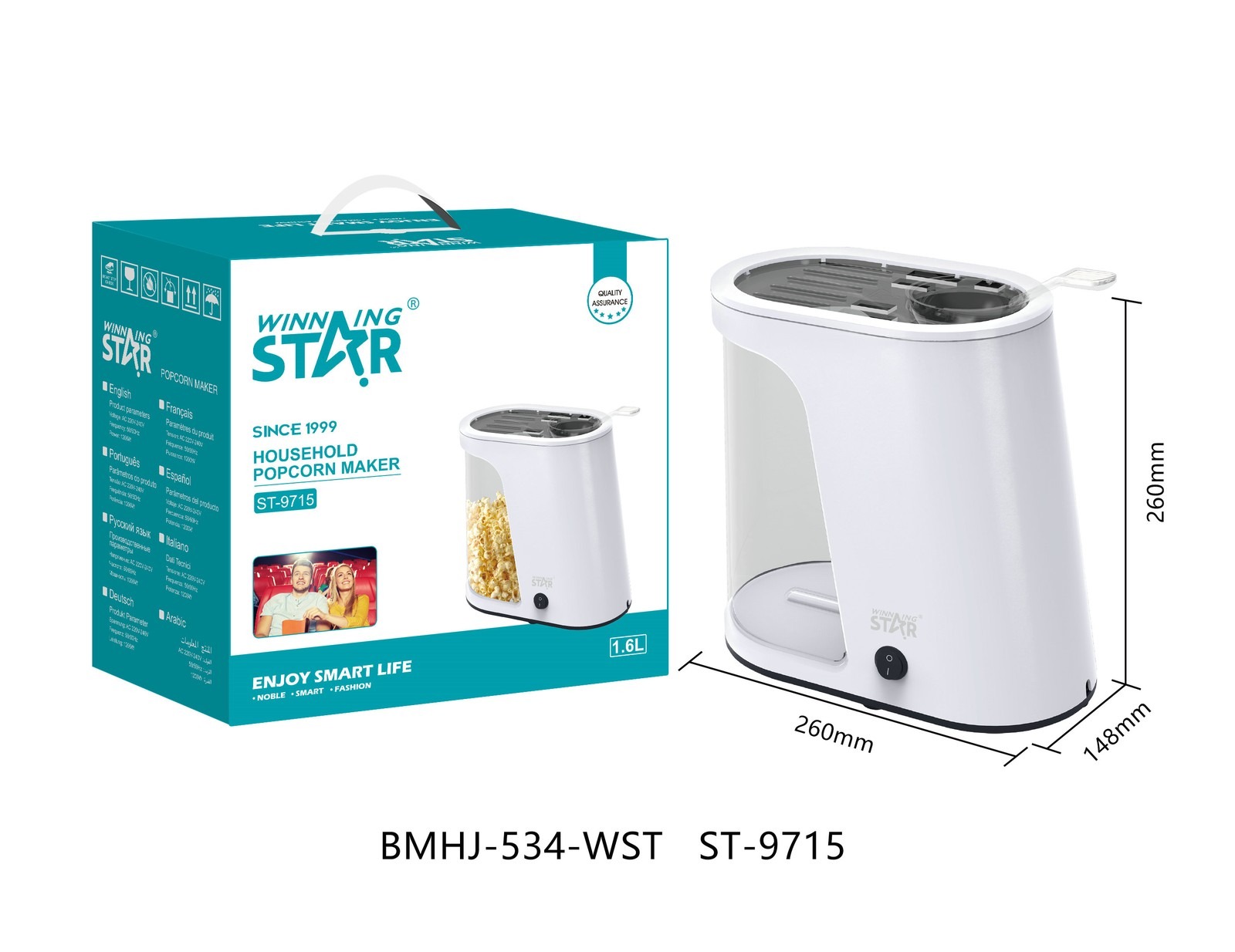 Machine à pop-corn ST-9715 WINNINGSTAR 1200 W - Blanc