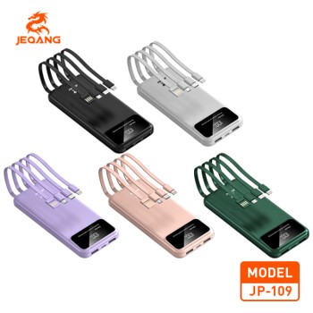 Power Bank Super Fast Charge JP-109 – 10 000 mAh – Câbles Intégrés & 22.5W Turbo