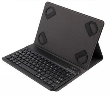 Clavier Bluetooth BT032 avec Étui Cuir Plat – Ultra-Mince & Portable – Support Intégré
