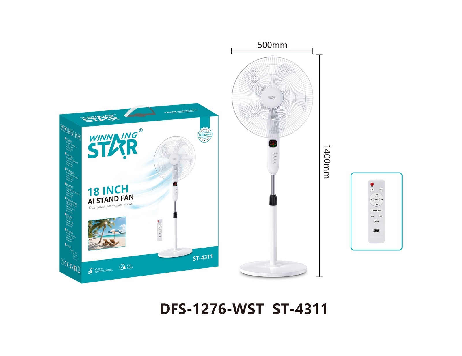 Ventilateur électrique ST-4311 WINNINGSTAR 2 en 1