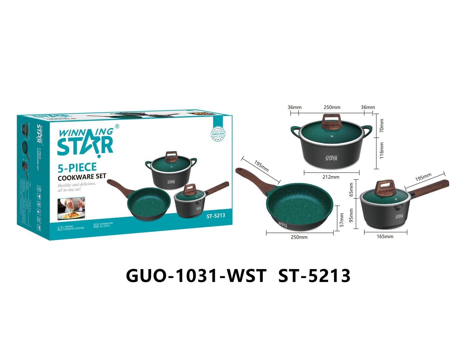 Batterie de cuisine antiadhésive ST-5213 WINNINGSTAR 1,4 L