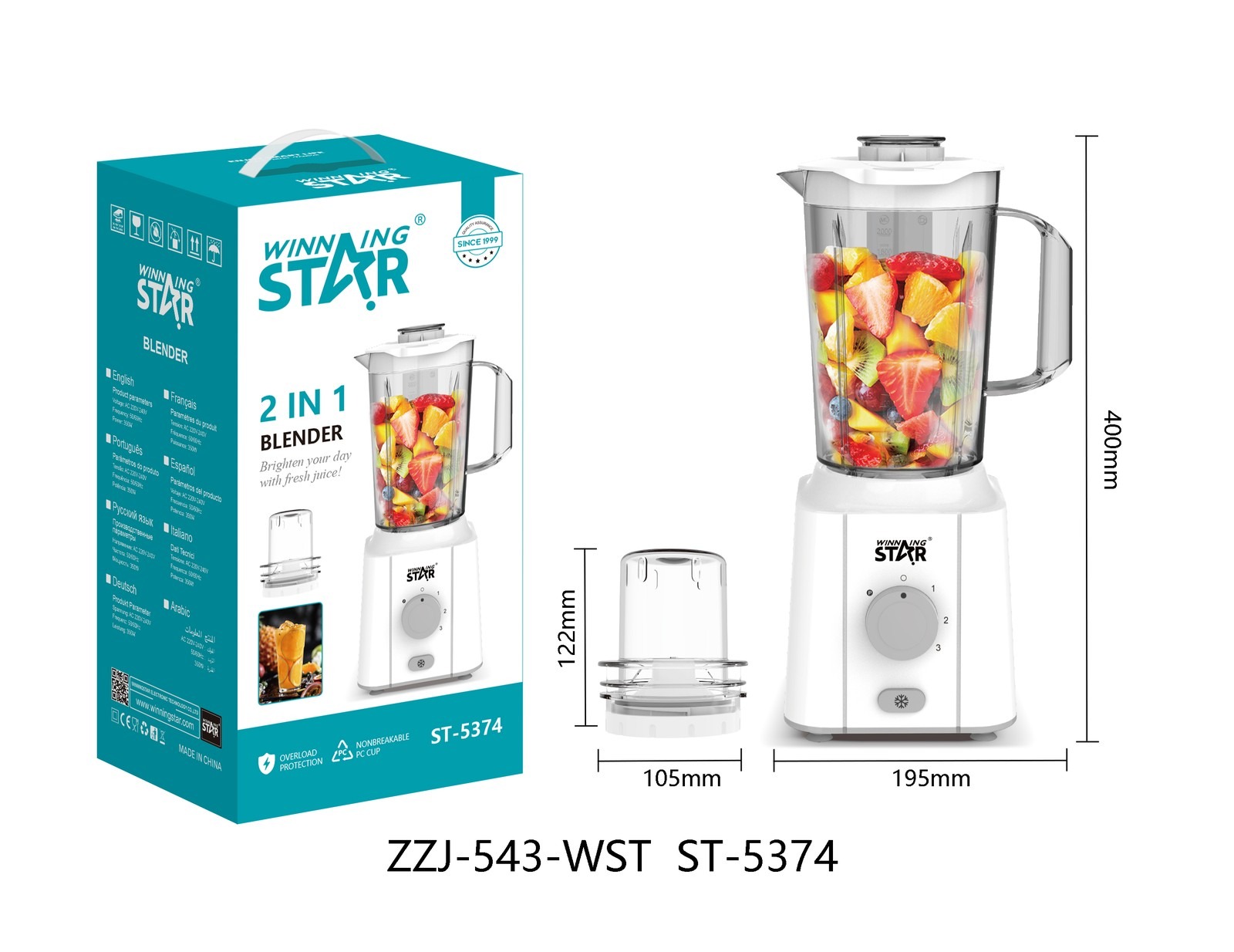 Extracteur de jus ST-5374 WINNINGSTAR 2 en 1, 2 L