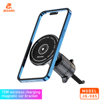 Support Magnétique JQ-085 – Alliage d'Aluminium Premium – Charge Sans Fil 15W – Aimants N52 Ultra-Puissants – Double Axe & Ventouse Nouvelle Génération